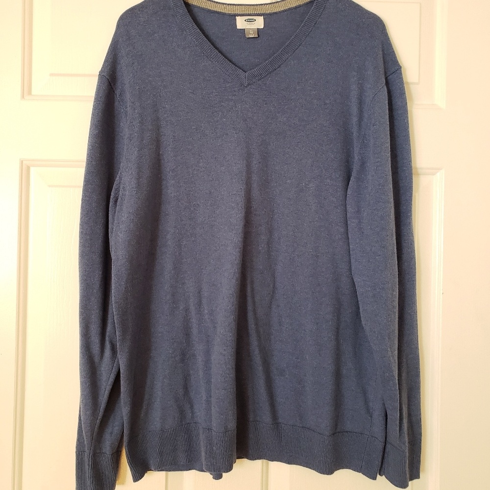 Old Navy Blue Long Sleeve V-Neck Mens Size XL